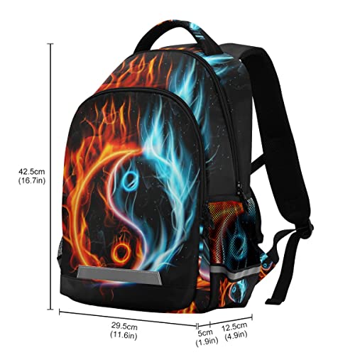 Yin Yang Black Backpack for Boys Girls Kids, Laptop Bookbag Lightweight Travel Daypack School Backpacks3