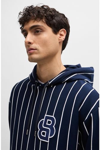 Sweat à capuche BOSS Sullivan 407 coton mercerisé rayures homme