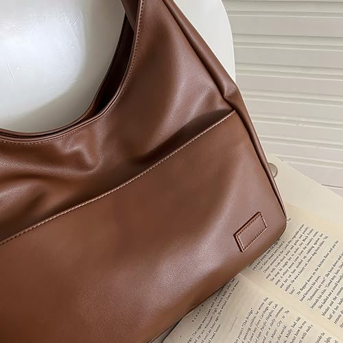 Bolso Tote de cuero marrón grande para mujer miniatura 5