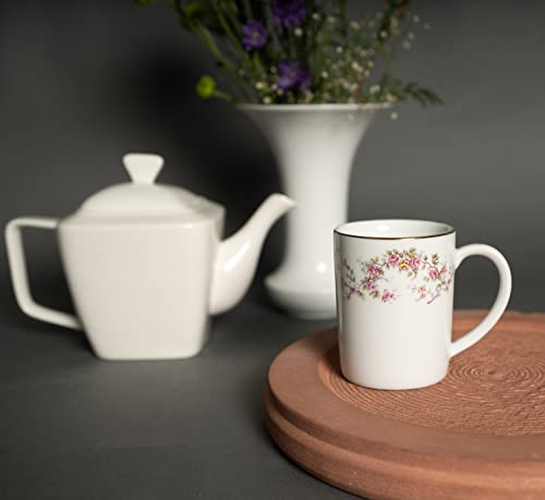 Image of Dankotuwa, World-Class Tableware Set Of 2 Luxury Porcelain Coffee Mugs 250Ml With 24K Gold | Elegant And Durable Cups |Gift For Any Occasion (Rose Garden)