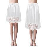 Coucoland Half Slips for Under Dresses - 2 Pieces Adjustable Slips Elastic Waist Skirts Lace Trim Comfortable Shirt Extenders