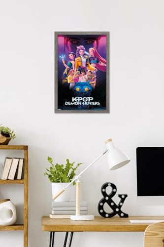 Image of Netflix KPop Demon Hunters (2025) - Group Wall Poster, 22.4L inch x 14.7W inch, Barnwood Framed Version