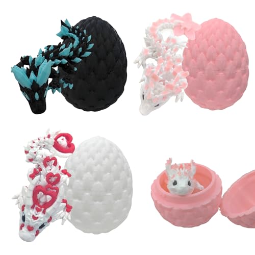 UOY Dragon Egg with Dragon, Pack of 3 Dragon Egg Toy, 3D Dragon in Egg, Movable Dragon Egg with Dragon for Home, Living Room, Children, Lotus