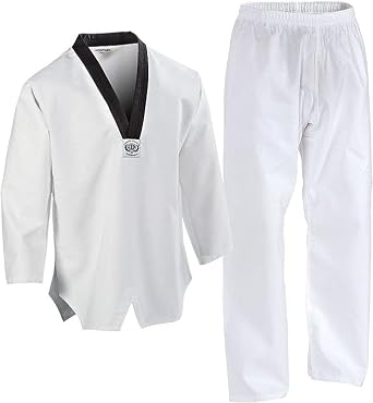 Ultimate - Taekwondo Gi Uniform - Kids Adults Unisex White Belt Included White & Black, 0000