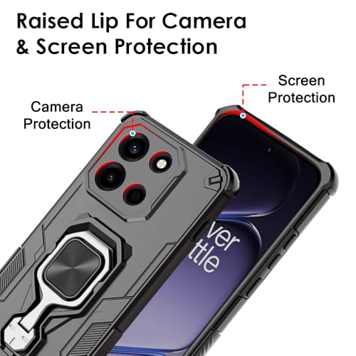 Image of TheGiftKart Tough Armor Bumper Back Case Cover for OnePlus Nord 6 5G | Ring Holder & Kickstand in-Built | 360 Degree Protection Back Case Cover for OnePlus Nord 6 5G (PC & TPU, Black)