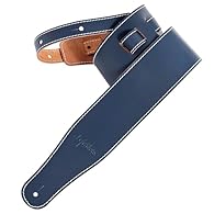 🎸Full grain leather, classic brushed black/vintage blue color 🎸Whole thick cowhide cut without stitching for unique style 🎸3 inches wide and adjustable from 48" -57" in length 🎸Lightweight and soft full leather guitar strap, no burden to wear, can be...