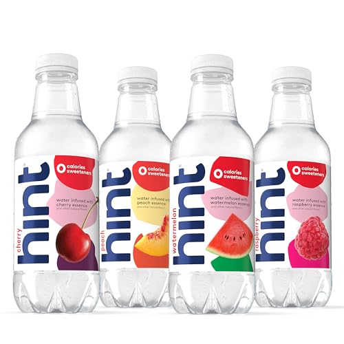 Image of Hint Bottled Water, 4-Flavor Purple Variety Pack - Purified Water Beverages with Zero Calories, Natural Flavors, and Sugar Free - 16 Fl Oz (Pack of 12)