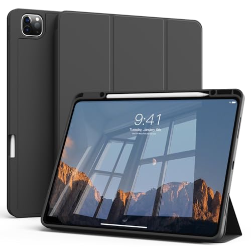 Coque iPad Pro 11 noire TPU souple avec rabat aimanté et porte-stylet intégré