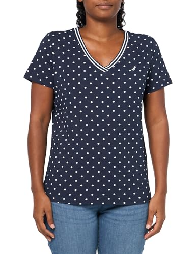 Image of Nautica Women's Solid V-Neck Short Sleeve T-Shirt Shirt