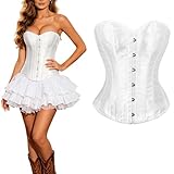 LEACOOLKEY Damen Corsage Korsett Top Bustiers Vollbrust Gothic Corsette Bodyshaper Waist Cincher XS XXL