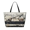 Evengigy Sheet Music print Waterproof Beach Tote Pool Bags for Women Large Gym Tote Carry On Bag for Travel #3