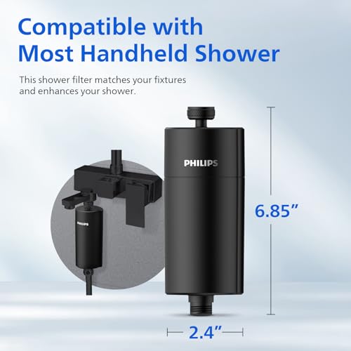Philips Shower Filter, Water Softener for Hard Water Shower Head Filtration with Double Mesh & NSF Certified KDF Material, Reducing Chlorine/Impurities/Rust Sediments for Handheld Showerhead, Black by Philips - Image 4