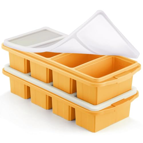 Rurbeder 2PCS Silikon-Gefrierformen für Suppenwürfel Brühe Soße und Eiswürfel stapelbare Gefrierbehälter für Meal Prep und Reste
