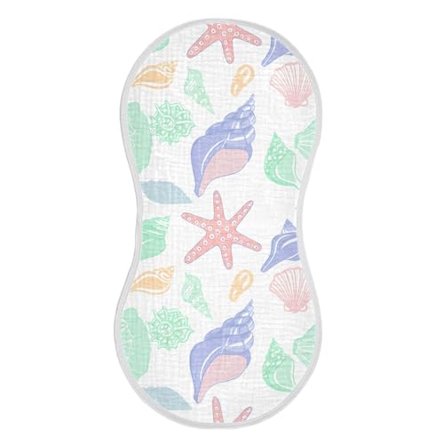 2 Pack Baby Burp Cloths, Soft Absorbent Burping Cloths for Babies, Cotton Milk Spit Up Rags, Large Size for Newborns, Baby Boys and Girls (Seashell Medley Pattern)