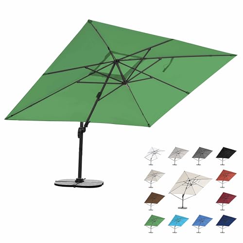 RS Trade 3x4 m Sonnenschirm 4-fach axial und 5-fach horizontal neigbar inkl. Schutzhülle & Windsicherung 360 Grad drehbar Ampelschirm Marktschirm Gartenschirm 300 x 400 cm mit Aluständer