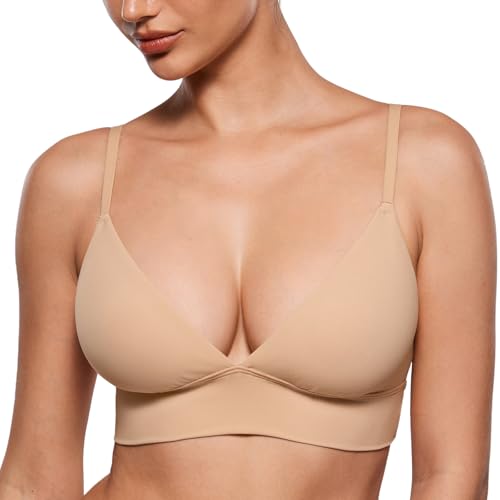 Image of INLYRIC Women's Inbarely Outwear Longline Triangle Bralette Plunge Unlined No Underwire Yoga Sports Bra Crop Tank Top