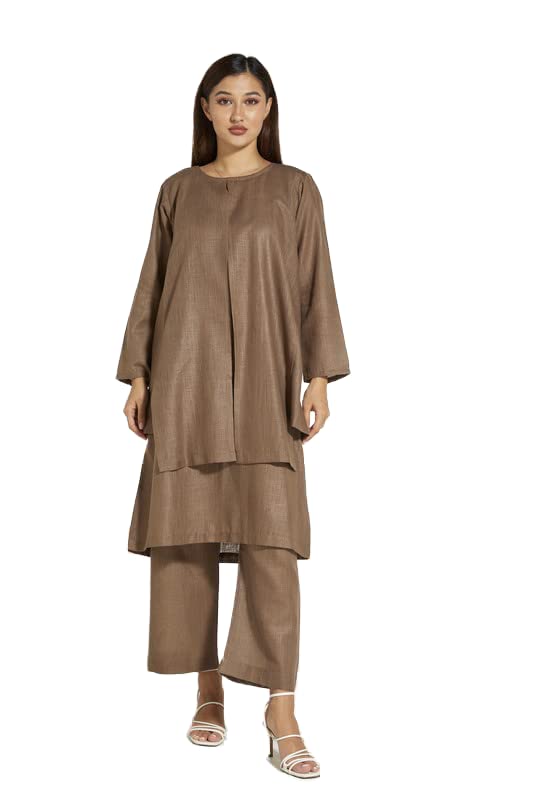 MOiSTREETLinen Fabric Top And Pants Set