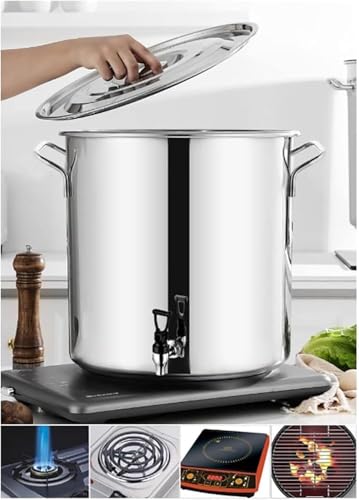 Olla de Acero Inoxidable Resistente con Grifo Sopa, Leche y elaboración de Cerveza | Tapa ergonómica Resistente al Calor | Imprescindible para la Cocina Profesional