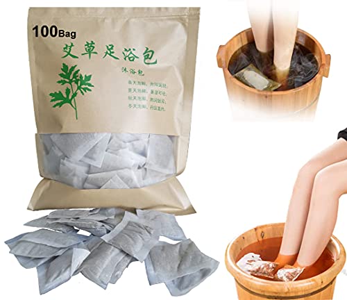 100bag Natural Mugwort Herb Foot Soak Wormwood Chinese Medicine Foot Bath Powder Foot Reflexology Spa Relax Massage Relieve Beriberi Fungus Get rid of Athlete's footè‰¾è‰è¶³æµ´æ³¡è„š
