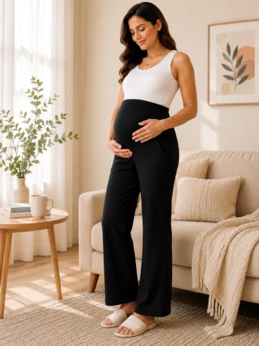 Image of MomToBe Women's Straight Fit Mid Rise Trouser
