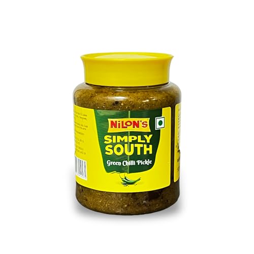 Image of Nilon's Simply South Green Chilli Pickle (475g) Homemade Hari Mirch Ka Aachar | Spicy Pickle in Authentic South Indian Style with Green Chilli, Rice Bran Oil & Spices with No Added Artificial Colour