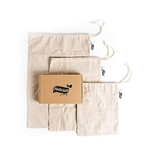 Natürlich Hanf – Set van 3 broodzakken van 100% natuurlijke hennep in drie praktische maten – plasticvrij winkelen met de herbruikbare broodzak – herbruikbare broodzak met gewichtsvermelding (tara)
