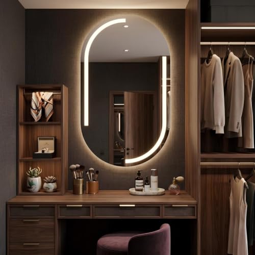 Image of Alfa Design LED Bathroom Mirror with Light, Frontlite Mirror for Bathroom, Frameless LED Smart Vanity Mirror with 3 Color Lights,Smart Touch Button, Shatter-Proof Frontlite & Backlite (28x18 inch)