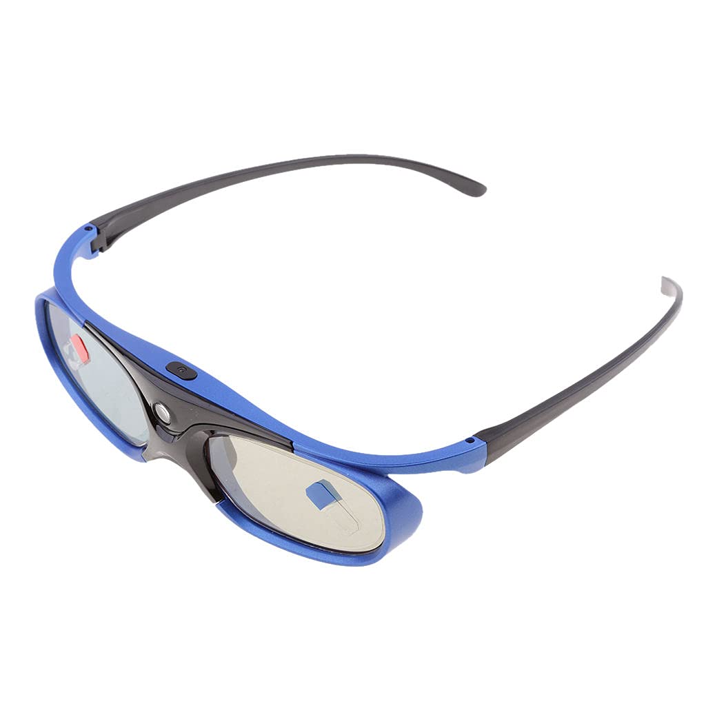 P Prettyia Lunettes 3D pour Projecteurs Dlp-Link Active Shutter - Noir + Bleu