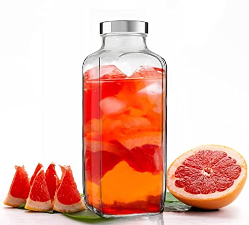 Image of Glassbunny 1000ml Glass Water Bottle with Leak-Proof Stainless Steel Lid Perfect for Home, Juicing, Smoothie - Reusable Travel Drinking Fridge Bottle