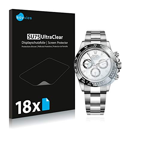 savvies Protector Pantalla para Rolex Cosmograph Daytona (40 mm) (18 Unidades) Película Ultra Transparen