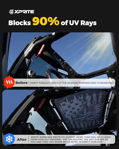 image for Xprite Adventure Style Sunshade for JK, Front & Rear Sun Shade Mesh, N