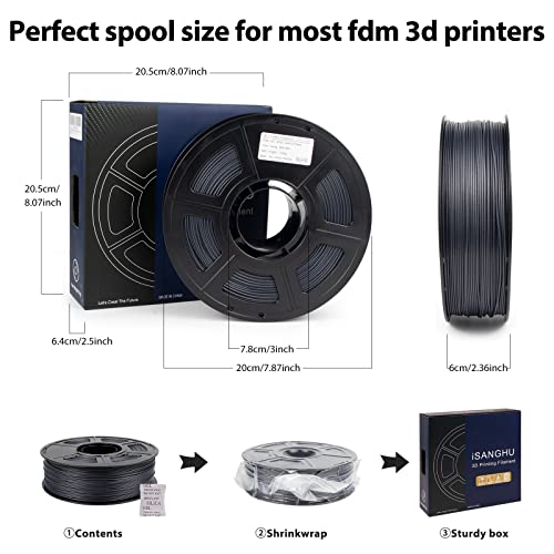 Image of Carbon Fiber ASA Filament 1.75mm, UV /Heat Resistant /Weather Resistance ASA-CF 3D Printer Filament, Black Carbon Fiber Filament for Outdoor Functional Parts, 1kg(2.2lbs) Spool