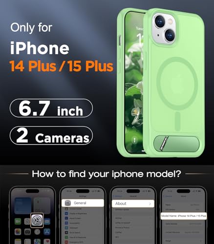 Image of Magnetic Compatible with iPhone 15 Plus Case & iPhone 14 Plus Case, [Built-in Invisible Kickstand][Compatible with MagSafe][Military Grade Shockproof] Slim Translucent Matte Phone Case 6.7 inch