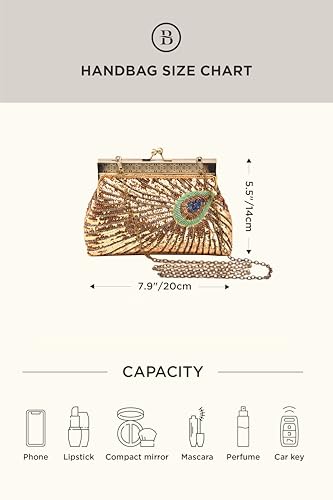 Image of BABEYOND 1920s Flapper Peacock Clutch Vintage Gatsby Sequined Evening Handbag Beaded Bag