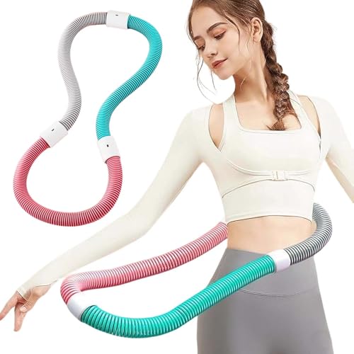 折りたたみ式ソフトフラフープ、サイレントフィットネスリング、多機能脂肪燃焼、屋内と屋外で使用可能、ボディビルディングと筋力トレーニング、ユニセックス (PVC - ライトグリーンとグレー)