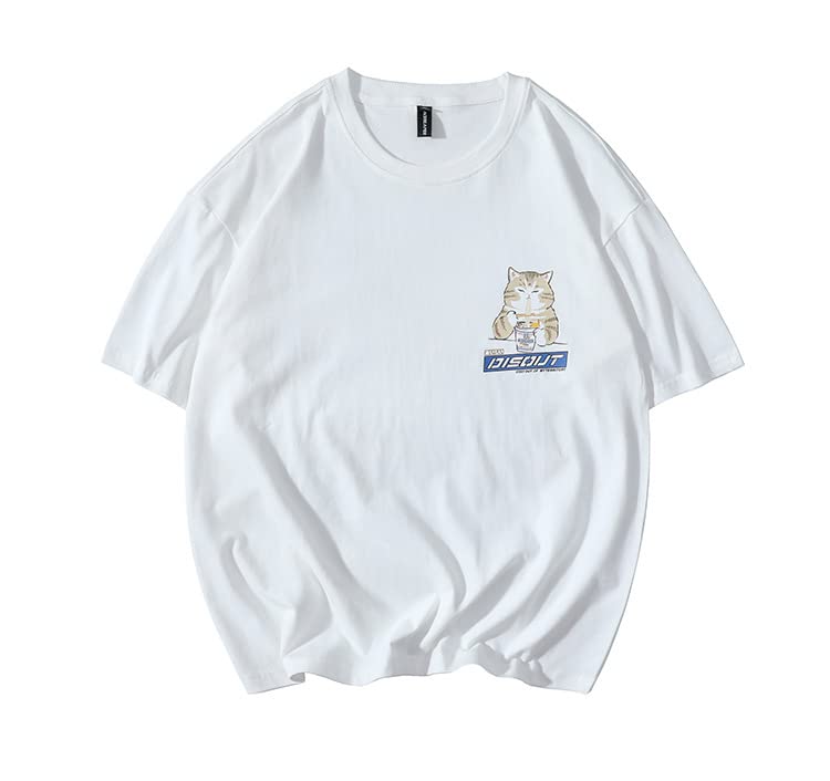 Men's Cutecore Cat Cartoon Oversized T-Shirt Print Pullover Streetwear Preppy Short Sleeve Sweatshirt Alt Techwear3