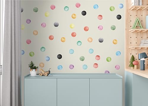 Wallency Polka Dot Wall Decals - Fabric Wall Decals - Watercolor Pastel Rainbow Wall Decals - Kids Room Nursery Bedroom Colorful Confetti Decal - Peel & Stick, Removable Wall Stickers  thumb #5