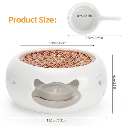 Stövchen für Teekanne Keramik, Teekannenwärmer mit Kerzenhalter und Herdmatte, Teewärmer Kaffeewärmer aus Keramik, Hohl Geschnitztes Design Porzellan Teewärmer zum Tee Milch Kaffee
