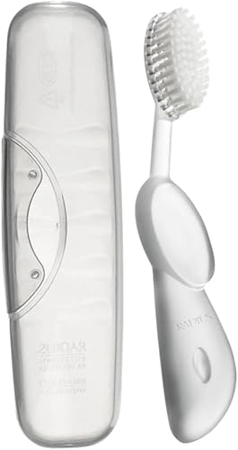 RADIUS Cepillo de dientes grande con cabezal de cepillo reemplazable sin BPA aceptado por ADA - Mano derecha - Cepillo de mármol con estuche