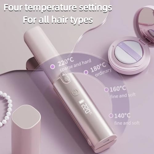 Plancha y rizadora de cabello 2 en 1 inalámbrica y portátil miniatura 3