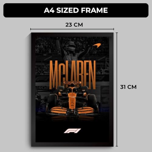 Image of Funk You Store McLaren F1 Poster | Framed McLaren F1 Car A4 Sized (31 x 23 cm) | Lando Norris Poster | McLaren Car Posters for Wall, Gift for Boys, Formula 1 Frames | Formula 1 Frame (F 013)