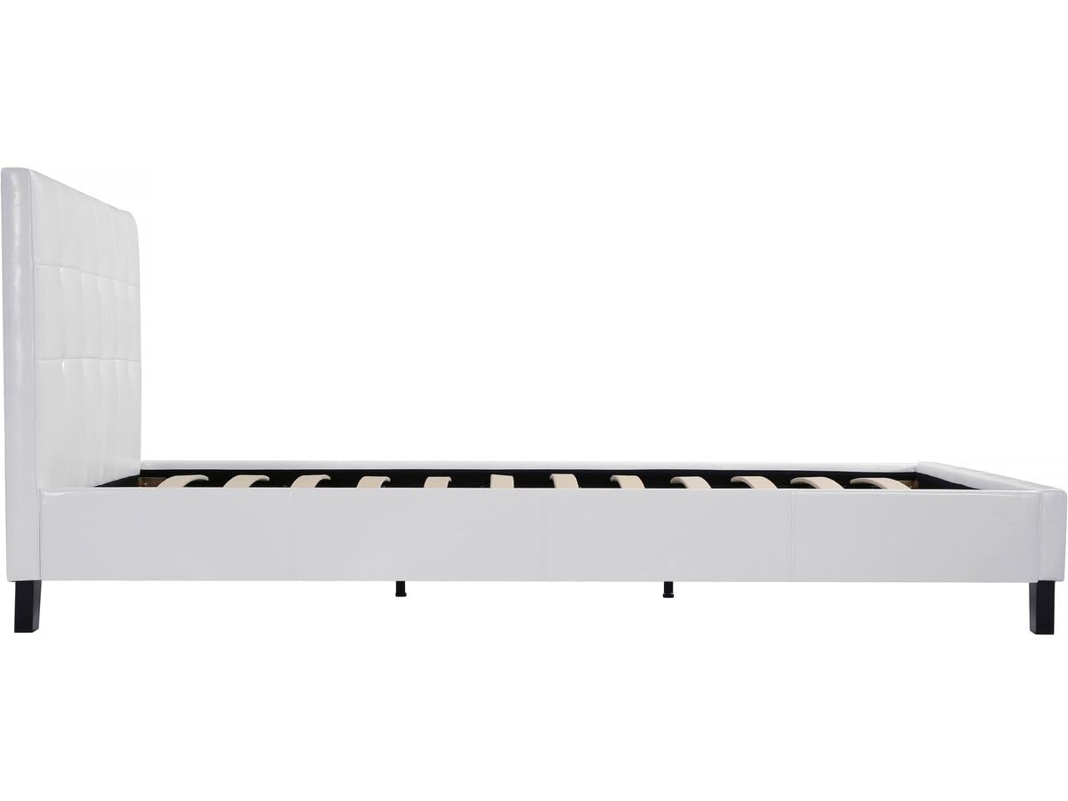 Habitat et Jardin - Lit Double Julia en Simili Blanc 140 x 190 cm | Cadre de Lit 2 Places | Sommier et Tête de Lit Inclus | Support à Lattes en Bois