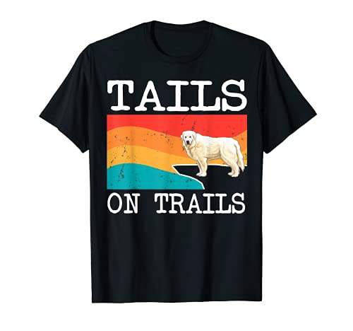 Tails On Trails Great Pyrenee Dog Funny Hiking T-Shirt, Black
