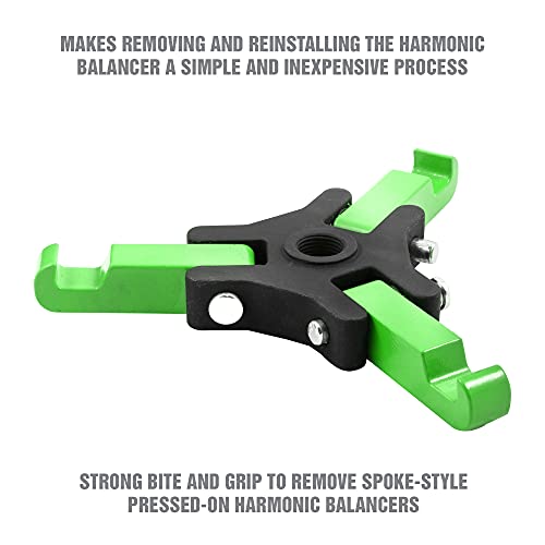 OEMTOOLS 25090 Harmonic Balancer Puller Kit, Adjustable 3-Jaw Puller Fits Most Late Model Vehicles, Forcing Screw Fits a 3/8” Square Drive, Includes 4 Forcing Rods