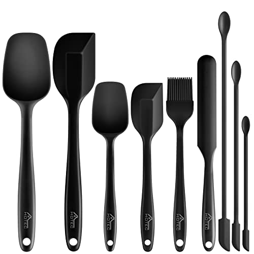 Hotec 9-teiliges Silikon-Spatel-Set, Küchenutensilien zum Backen, Kochen, Mischen, hitzebeständig, antihaftbeschichtet, BPA-frei, lebensmittelecht, spülmaschinenfest,...