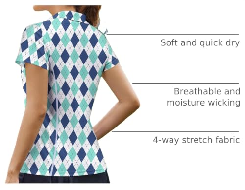 Image of PINSPARK Womens Golf Shirt Short Sleeve Polo V-Neck Quick Dry Tennis Tops | Moisture-wicking Breathable Fabric, Classic Collar, Slim Fit, Ideal for Golf Tennis Pickleball Casual