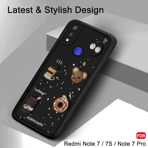 Image of TheGiftKart Back Cover Case for Redmi Note 7 / 7S / Note 7 Pro | Cute Fun Cartoon 3D Bear Coffee Case | Full Camera Protection | Shockproof Back Cover for Redmi Note 7 /7S /Note 7 Pro (Silicone, Black)