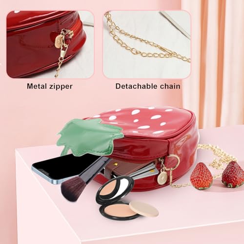 Strawberry Purse for Women and Girls, Soft Strawberry Crossbody Bag with Chain Strap, Strawberry Bag Novelty Purse3