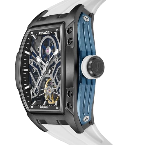 Image of Police Tampa 42mm Men's Automatic Black /Blue Dial with White Silicon