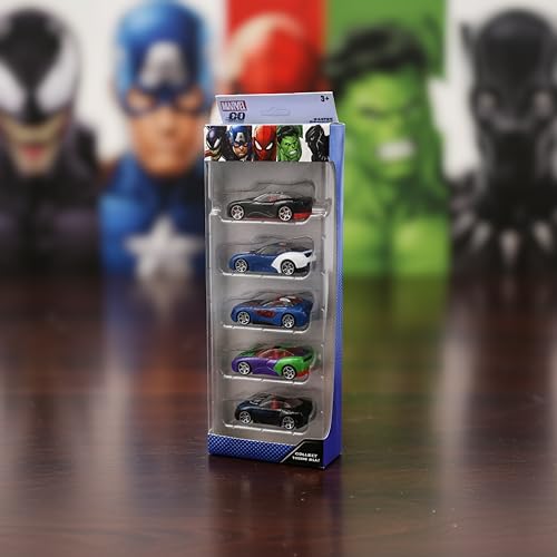 Image of Marvel Go Collection | 5-Pack| Marvel's Venom, Captain America, Hulk, Spider-Man and Black Panther | 1:64 Diecast Toy Cars | Ages 3 and Up | Collect Them All | Birthday Gift for Kids